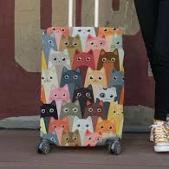 Luggage Protector / Suitcase Cover/  NWT - Colorful Cat Print- 26-28"H - Picture 1 of 6